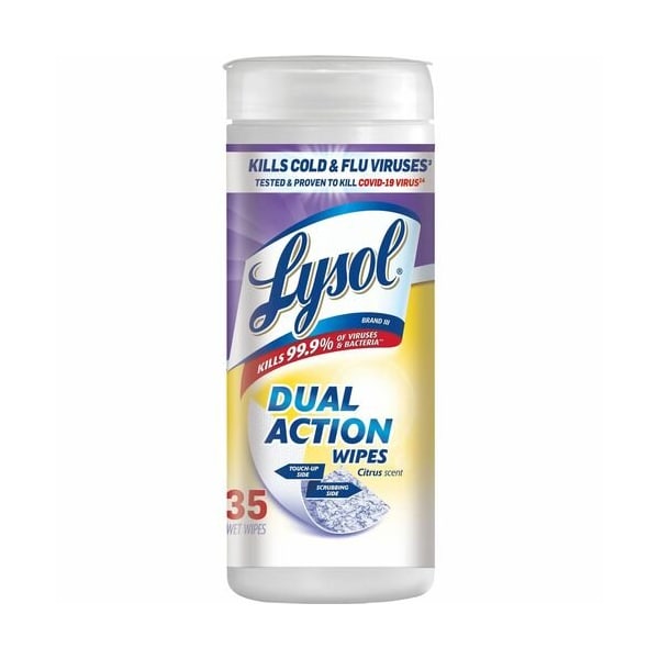 Reckitt Benckiser LYSOL 81143, Disinfecting Wipes, Dual Action, Citrus, 7 X 8, 35/canister RAC81143 - main